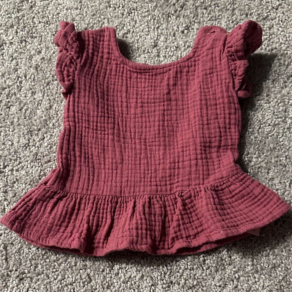 Cat & Jack Ruffled Maroon Kids Blouse